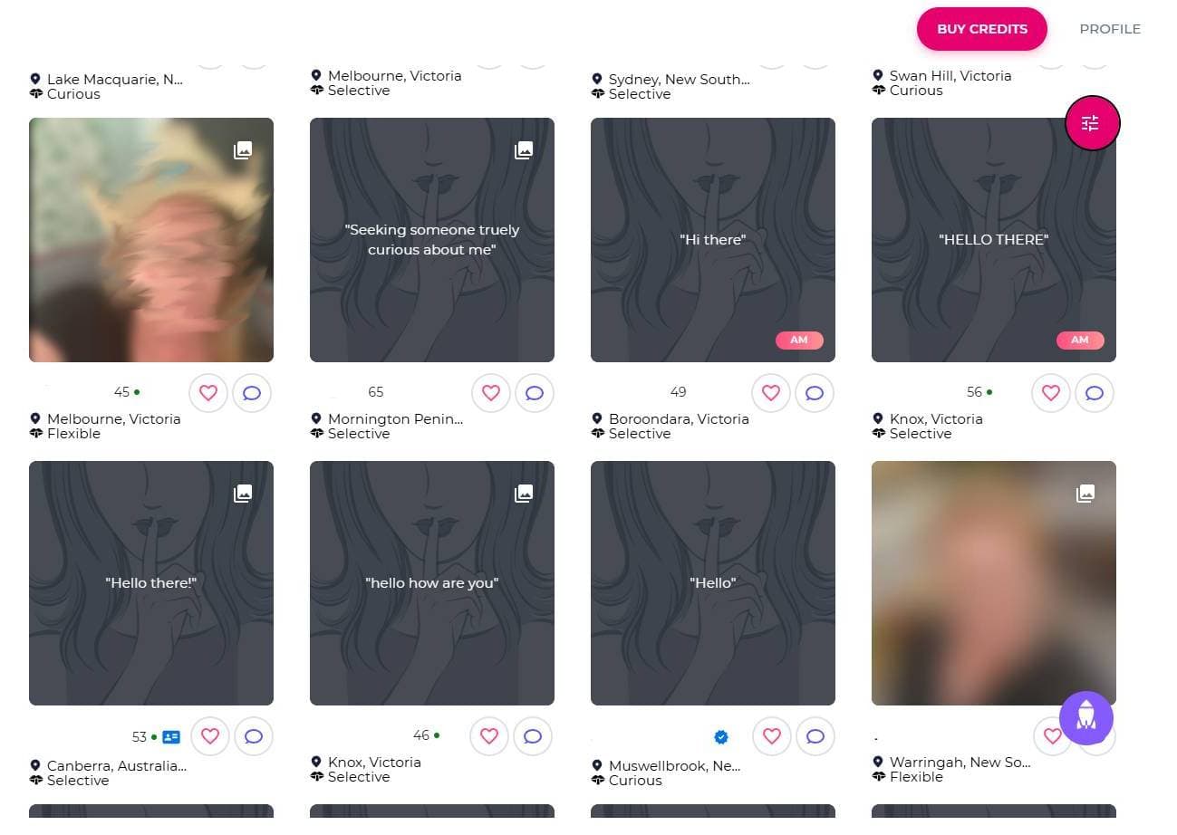 Ashley Madison Australia profile feed showing active members in Melbourne